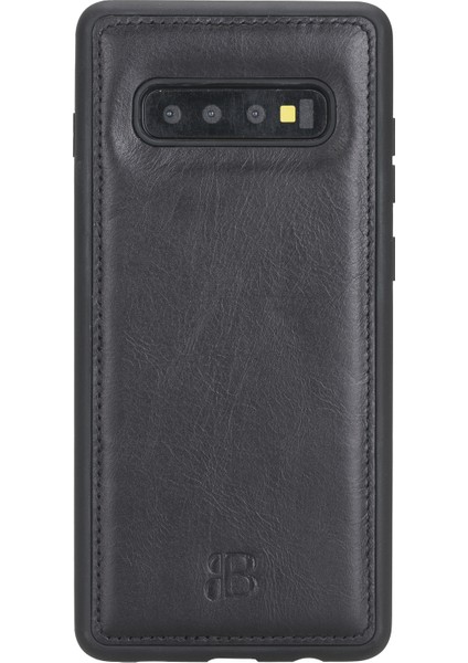 Samsung Galaxy S10 Plus Siyah Deri Arka Telefon Kılıfı