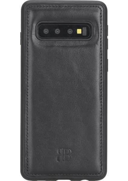 Samsung Galaxy S10 Siyah Deri Arka Telefon Kılıfı