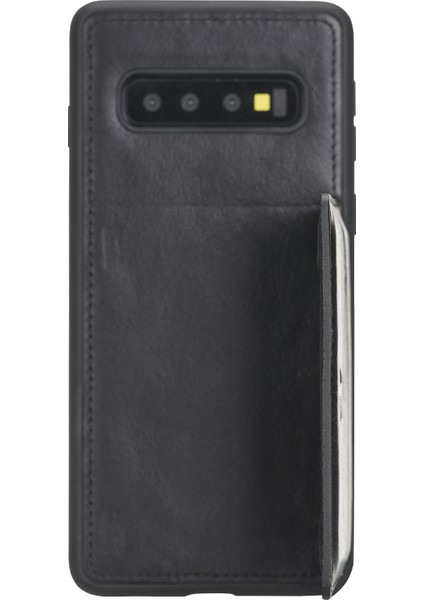 Samsung Galaxy S10 Siyah Deri Esnek Ayaklı Arka Kapak Telefon Kılıfı fiyatları