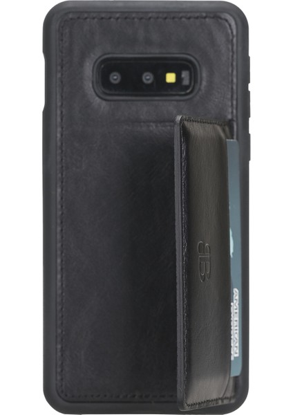 Samsung Galaxy S10E Siyah Deri Esnek Ayaklı Arka Kapak Telefon Kılıfı fiyatları