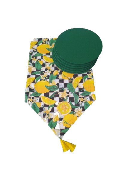 Limon Desenli Runner+6 Adet Amerikan Servis Supla Seti