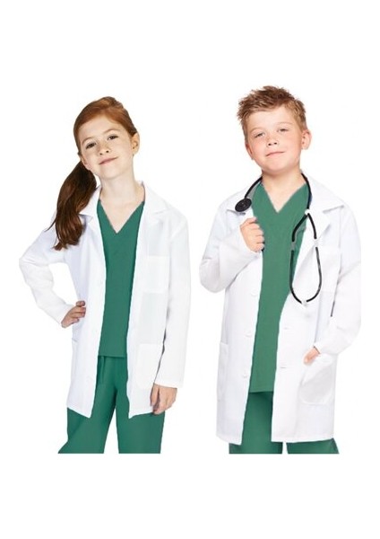 Beyaz Kız-Erkek Çocuk Doktor, Laboratuvar Önlüğü