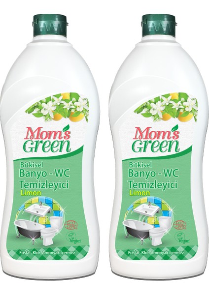 2'li Set Mom's Green Limonlu Bitkisel Banyo ve Wc Temizleyici (750 ML X 2 )