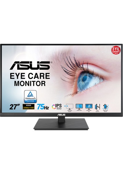 VA27AQSB 27" 75Hz 1ms (HDMI+Display) Freesnyc IPS QHD LED Monitör