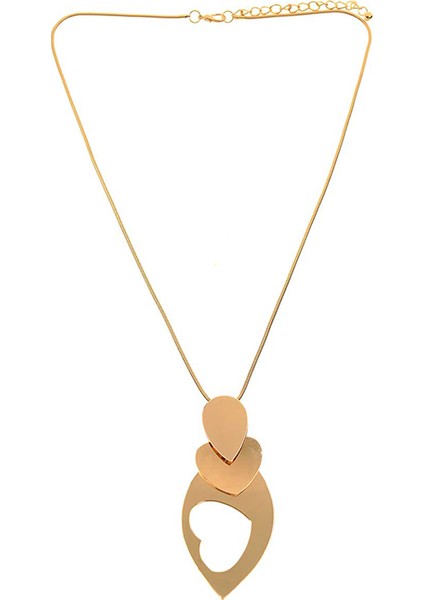 Kalp Detaylı Gold Kolye
