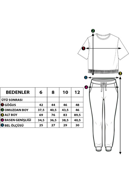 Toontoy Kız Çocuk Crop Model Cep Detaylı Baskılı Eşofman Takımı