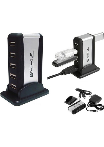 7 Port USB Çoklayıcı USB Hub Çoğaltıcı - Adaptörlü Pc Notebook