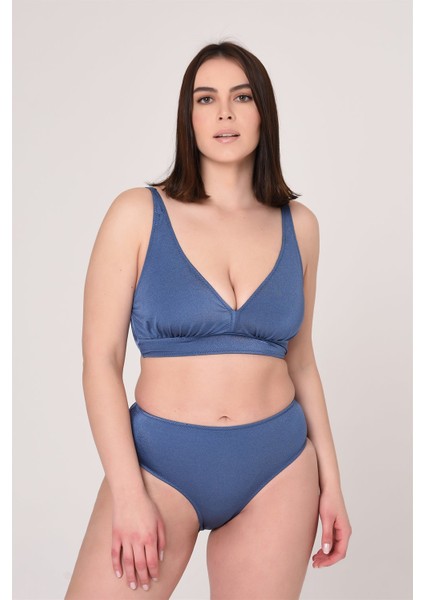 Aquaviva Kadın Indigo Büyük Beden Üçgen Yüksek Bel Bikini Takımı