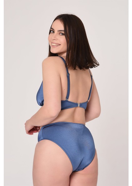 Aquaviva Kadın Indigo Büyük Beden Üçgen Yüksek Bel Bikini Takımı modelleri