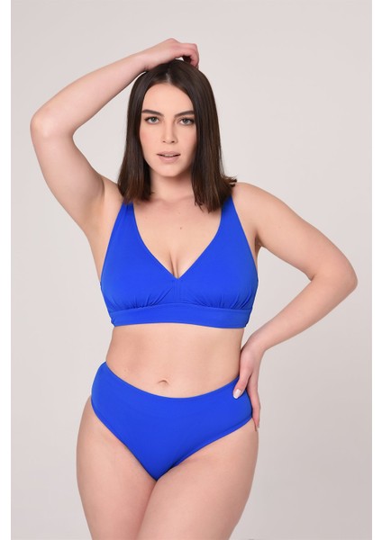 Aquaviva Kadın Saks Büyük Beden Üçgen Yüksek Bel Bikini Takımı fiyatları