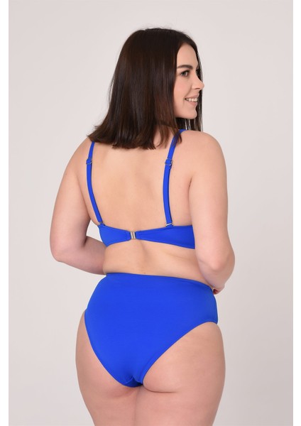 Aquaviva Kadın Saks Büyük Beden Üçgen Yüksek Bel Bikini Takımı modelleri