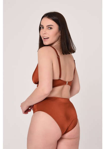 Aquaviva Kadın Tarçın Büyük Beden Üçgen Yüksek Bel Bikini Takımı modelleri