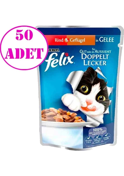 Felix Etli- Tavuklu Kedi Pouch 100 gr 50 Adet