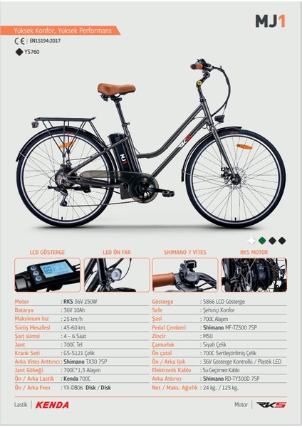 Rks Mj1 Elektrikli Bisiklet - Siyah