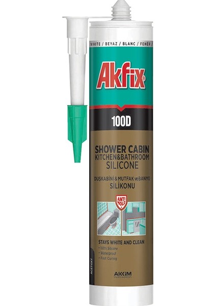 Beyaz Renkli Duşkabin Silikonu 310 Ml 100D