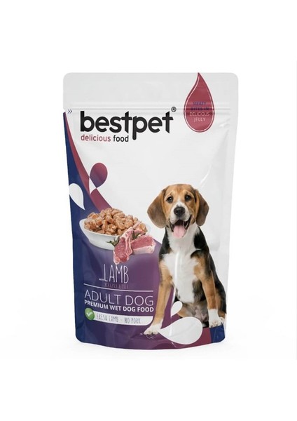 Adult Jelly Pouch Kuzulu Köpek Maması 100 gr 5'li Set Idili