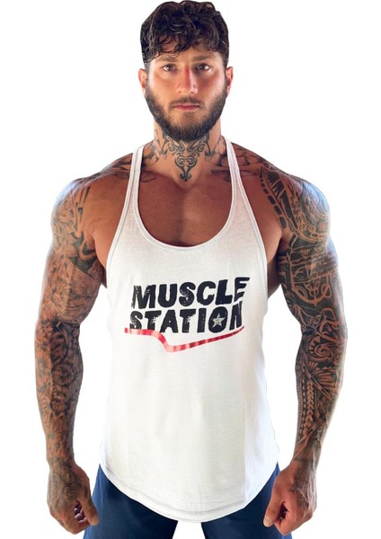 Toughman Tank Beyaz Workout Fitness Atlet