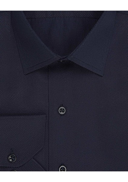Slim Fit Armür Desenli Lacivert Erkek Gömlek fiyatları