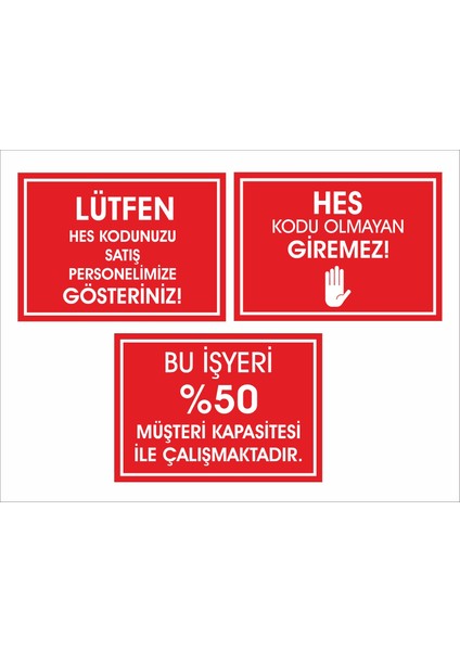 Hes Kod ve Kapasite Uyarı Sticker 3 Lü Uyarı Seti