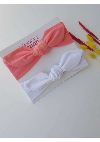 Kız Çocuk Bebek Bandana Toka Seti 2'li Şeftali Beyaz fiyatları