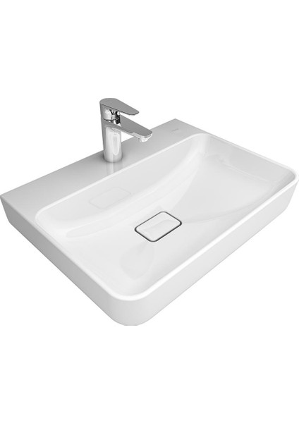 Zero 2.0 60 x 45 cm Armatür Bantlı Dıkdörtgen Tezgah Üzerı Lavabo 60 x 45