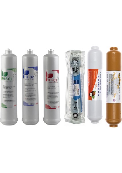 Kapalı Kasa Su Arıtma Cihazlarına Uyumlu, Üstten Çift Çubuklu Inlıne 6'lı Filtre Seti Lg Membranlı