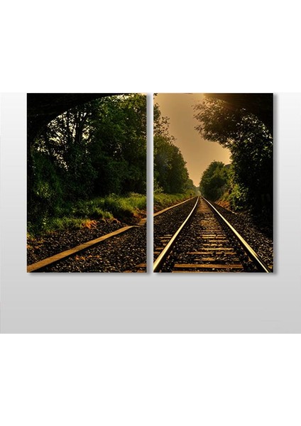 Tren Rayları Kanvas Tablo 100 x 90 cm
