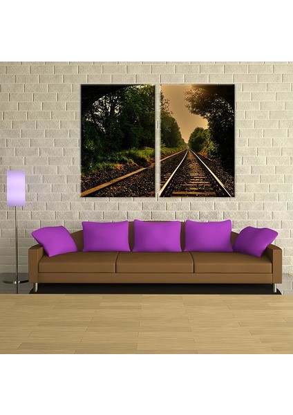 Tren Rayları Kanvas Tablo 100 x 90 cm