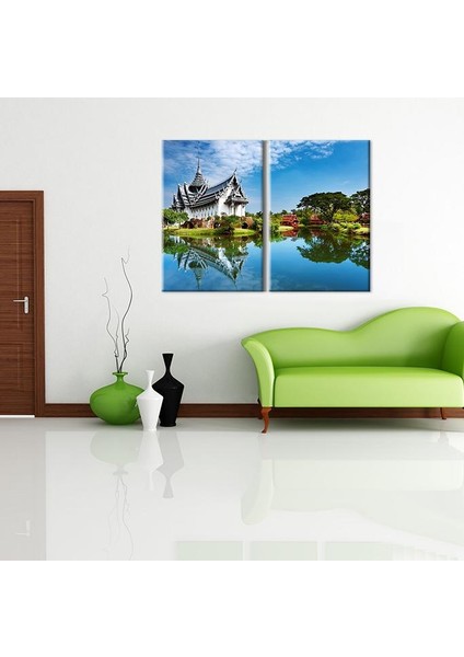 Şato ve Doğa Kanvas Tablo 40 x 30 cm fırsatları
