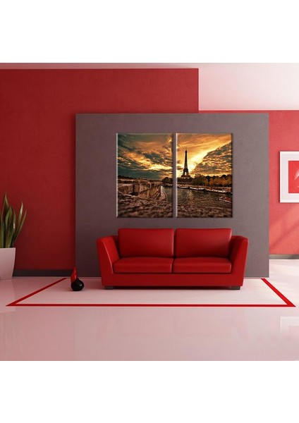 Eyfel Kulesi ve Nehir Kanvas Tablo 100 x 90 cm fırsatları