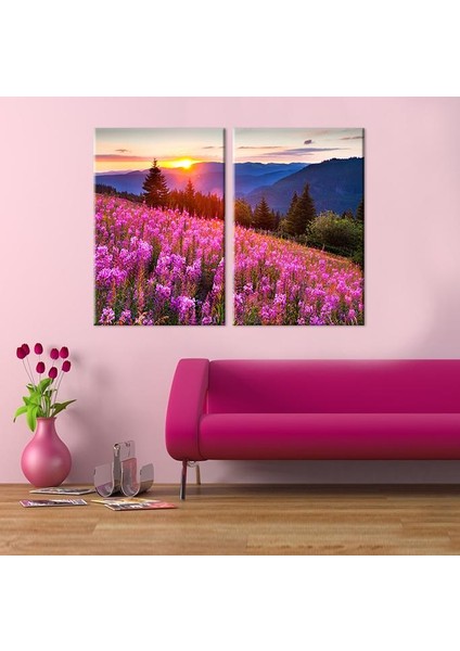 Akasya ve Muhteşem Doğa Kanvas Tablo Gri Çerçeve-80 x 70 cm