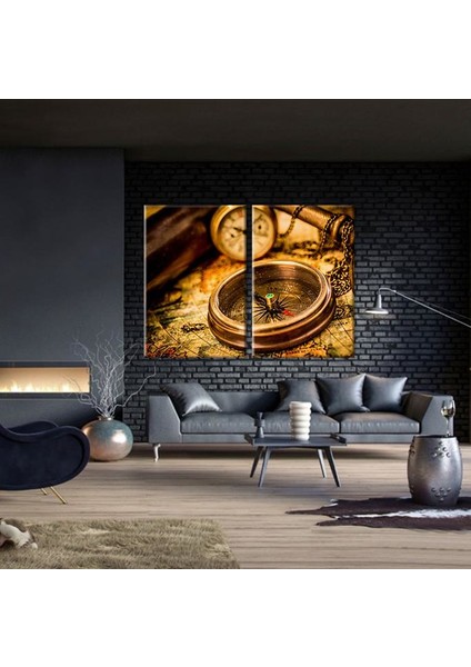 Gold Pusula Kanvas Tablo 60 x 50 cm