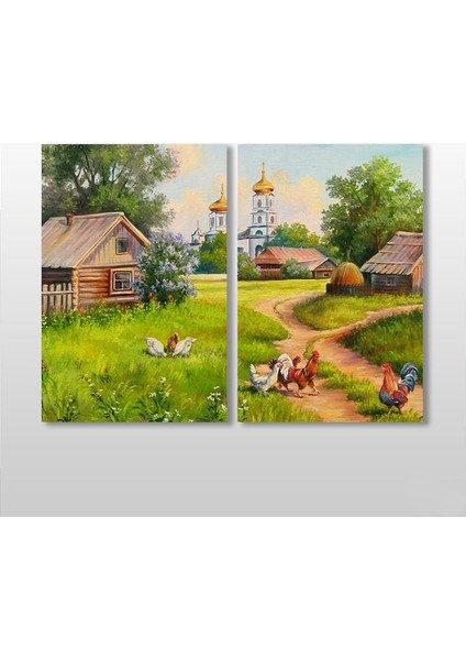 Köy Evi Kanvas Tablo 40 x 30 cm