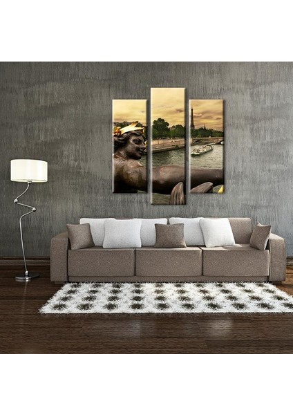 Heykel Göl Eyfel Kulesi Kanvas Tablo 120 x 130 cm