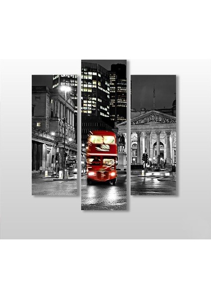 Otobüs Gece Sokaklar Kanvas Tablo 138 x 150 cm