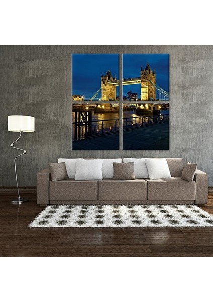 Köprü Gece Kanvas Tablo 150 x 150 cm