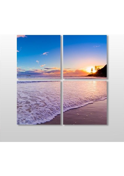 Gün Batımı ve Kumsal Kanvas Tablo 60 x 60 cm