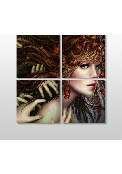 Anime Kadın Kanvas Tablo 140 x 140 cm