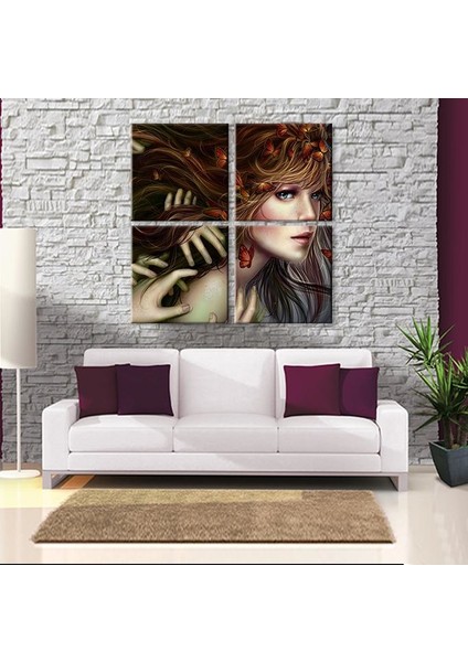 Anime Kadın Kanvas Tablo 140 x 140 cm