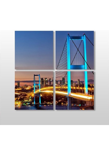 Mavi Yansıma Istanbul Köprü Kanvas Tablo 80 x 80 cm