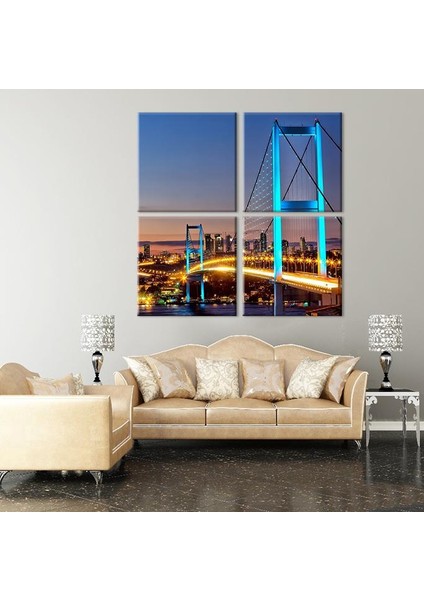 Mavi Yansıma Istanbul Köprü Kanvas Tablo 80 x 80 cm