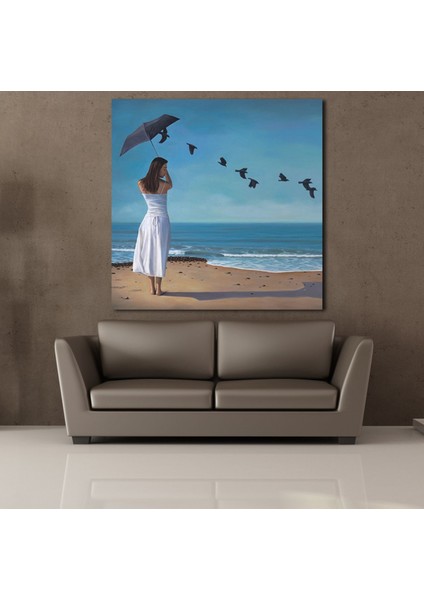 Kadın ve Kuşlar 90 x 90 cm