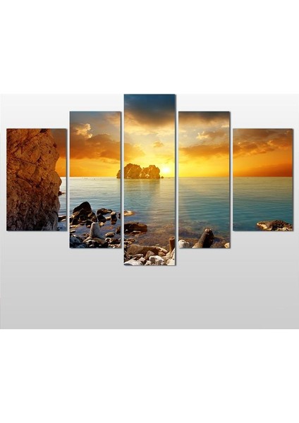 Kayalar Gün Batımı Kanvas Tablo 208 x 120 cm