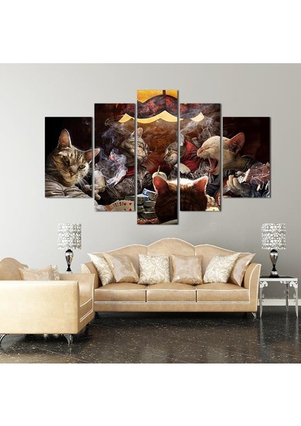 Kedilerin Masası Kanvas Tablo 208 x 120 cm modelleri