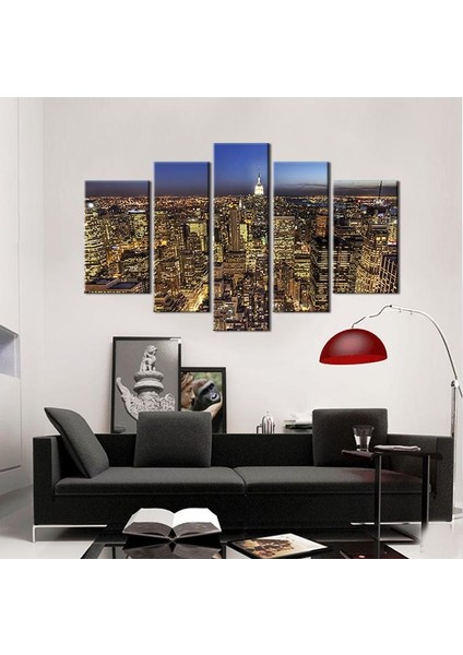 Gece Şehir Manzarası Kanvas Tablo 155 x 90 cm