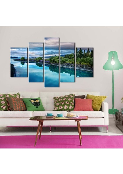 Göl ve Orman Manzarası Kanvas Tablo 245 x 140 cm modelleri