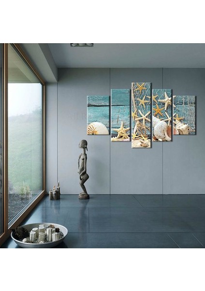 Deniz Yıldızı ve Deniz Kabuğu Kanvas Tablo 155 x 90 cm