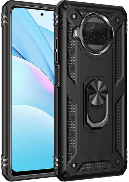 Xiaomi Redmi Note 9 Pro 5g Kılıf Çift Katmanlı Yüzüklü Manyetik Vega Kapak + Tam Kaplayan 6d Nano Ekran Koruyucu
