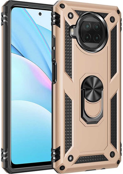 Xiaomi Redmi Note 9 Pro 5g Kılıf Çift Katmanlı Yüzüklü Manyetik Vega Kapak + Tam Kaplayan 6d Nano Ekran Koruyucu