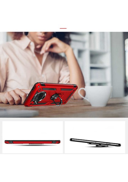 Xiaomi Redmi Note 9 Pro 5g Kılıf Çift Katmanlı Yüzüklü Manyetik Vega Kapak + Tam Kaplayan 6d Nano Ekran Koruyucu